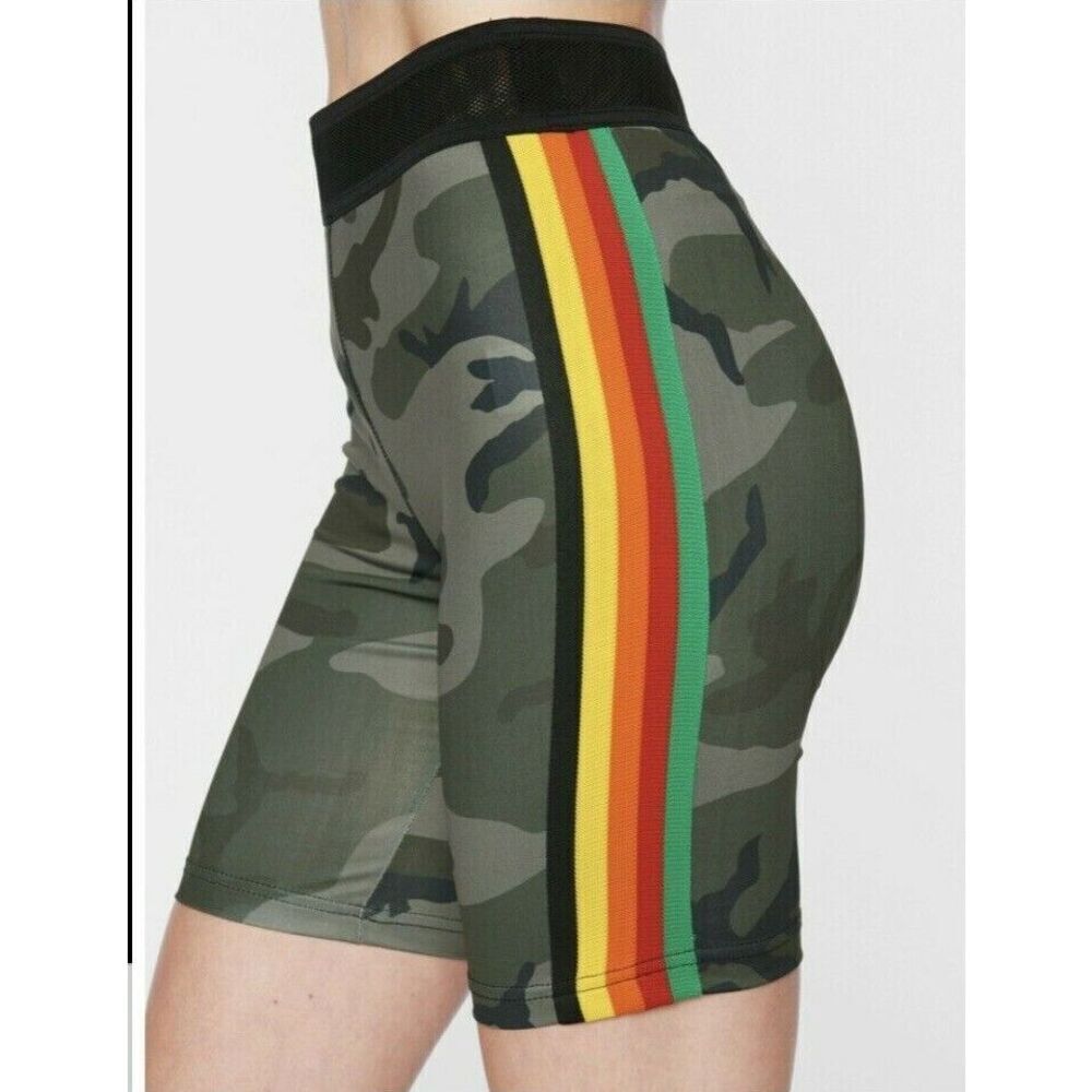 Pam & Gela women's Rainbow Biker Shorts In Clay Camo Size S